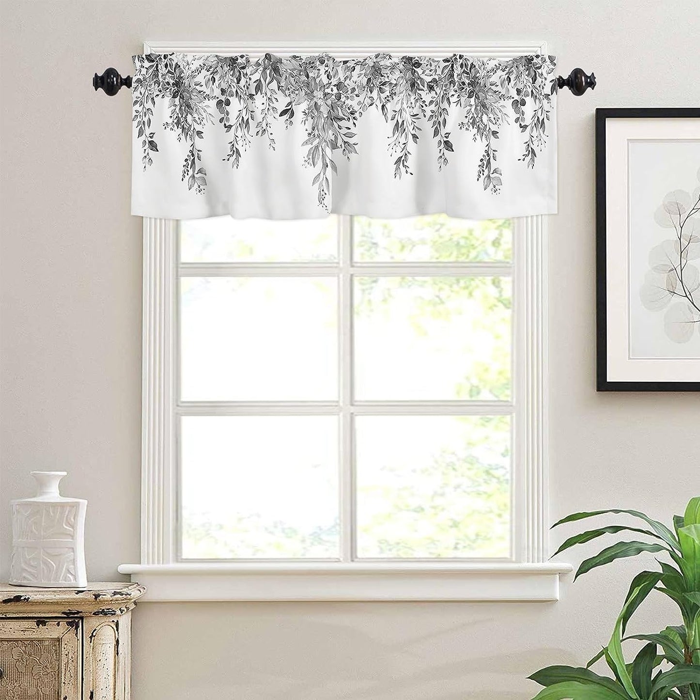 Alishomtll Valance Curtains for Living Room Bedroom Kitchen Windows Watercolor Floral Print ,52 x 18 inch,Rod Pocket