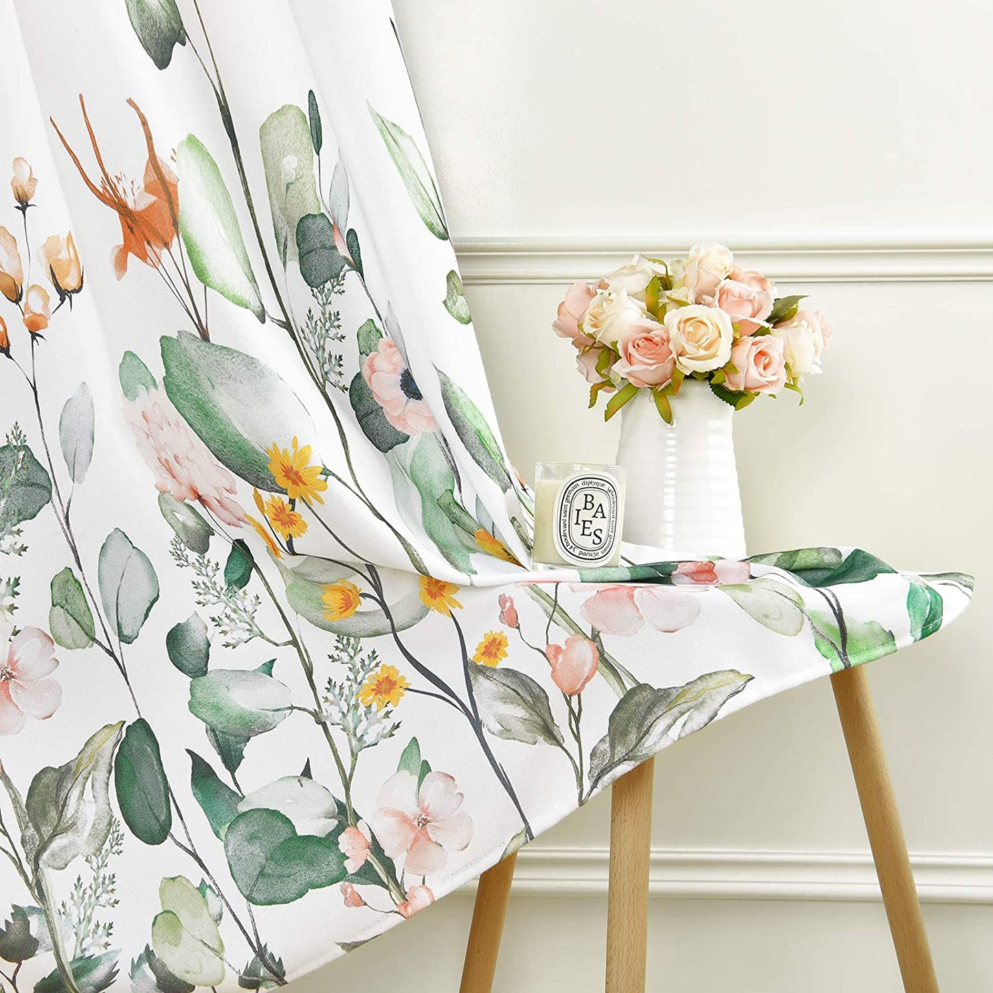 Alishomtll Floral Bedroom Curtains Grommet Window Drapes for Bedroom Living Room Decor,Set of 2