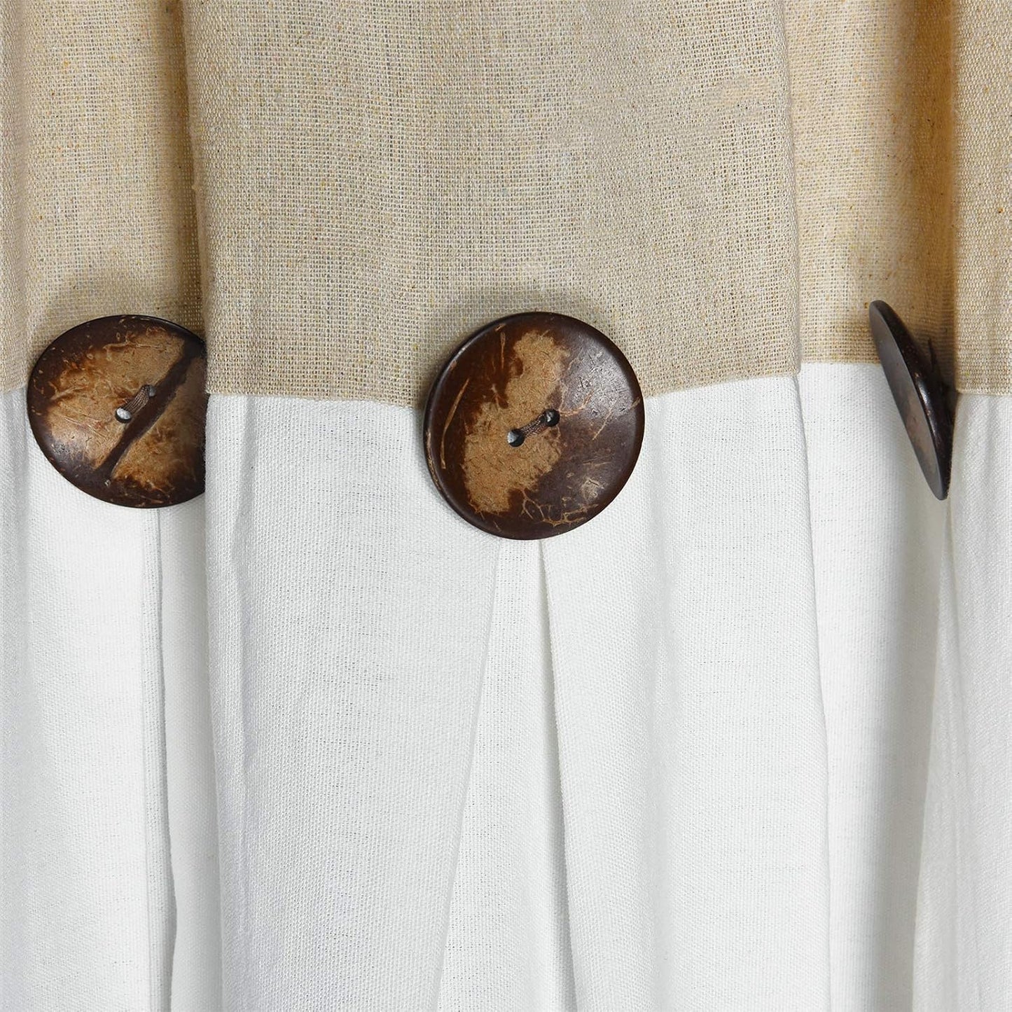 Alishomtll Linen Curtains Farmhouse Boho Button Light Filtering Window Drapes For Living Room Bedroom,Rod Pocket,84"L x 52"W, 2 Panel,White Linen