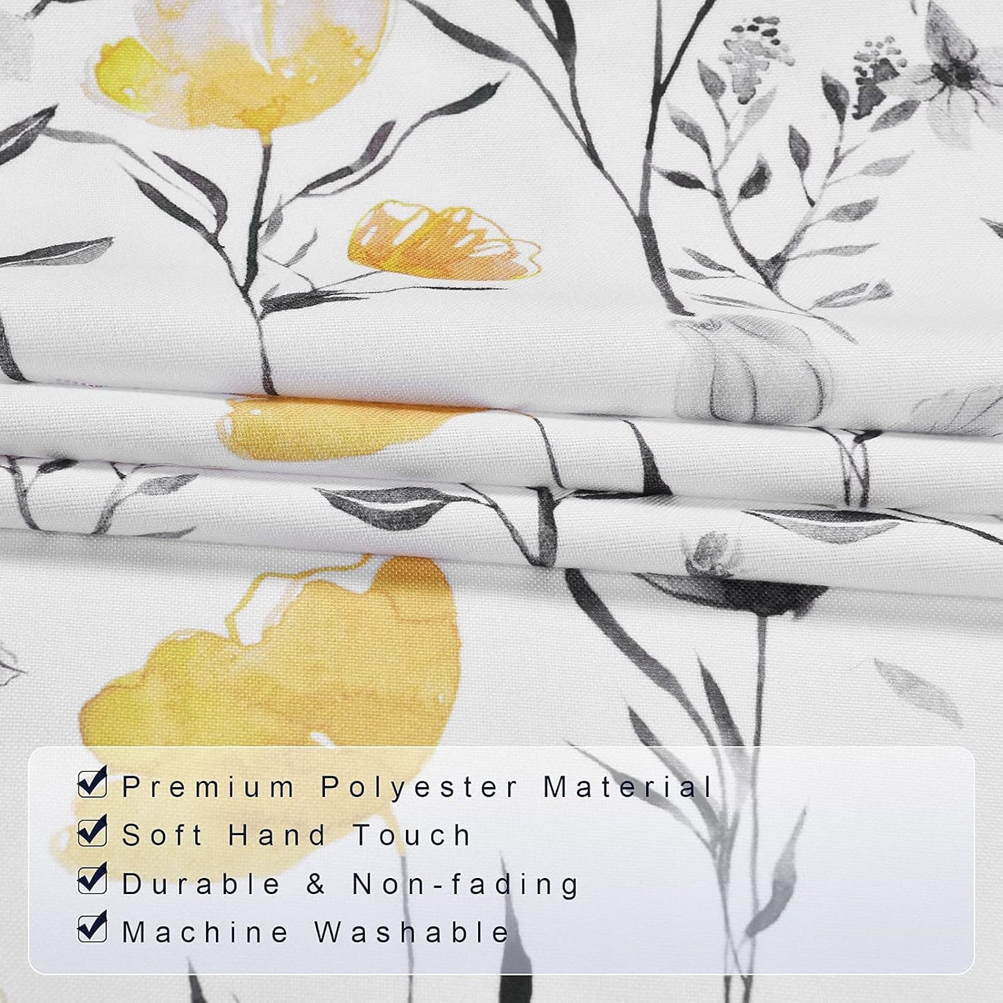 Alishomtll Valance Curtains Flower Print Window Curtain Valance Rod Pocket, Yellow ,52W" x 18L"