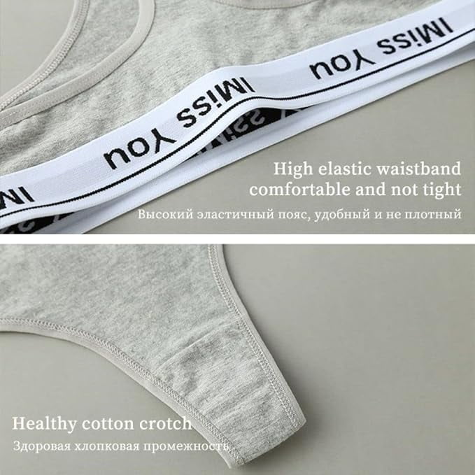 Sunm Boutique Women's Stretch Ribbed Thong,Sports G-Strings Thong Underwear for Women 6 Pack, S-XL