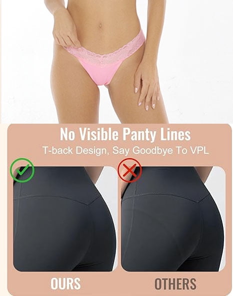 Sunm Boutique Stay-Put Lace Thongs for Women, 12-Pack Low Rise No Show Breathabl