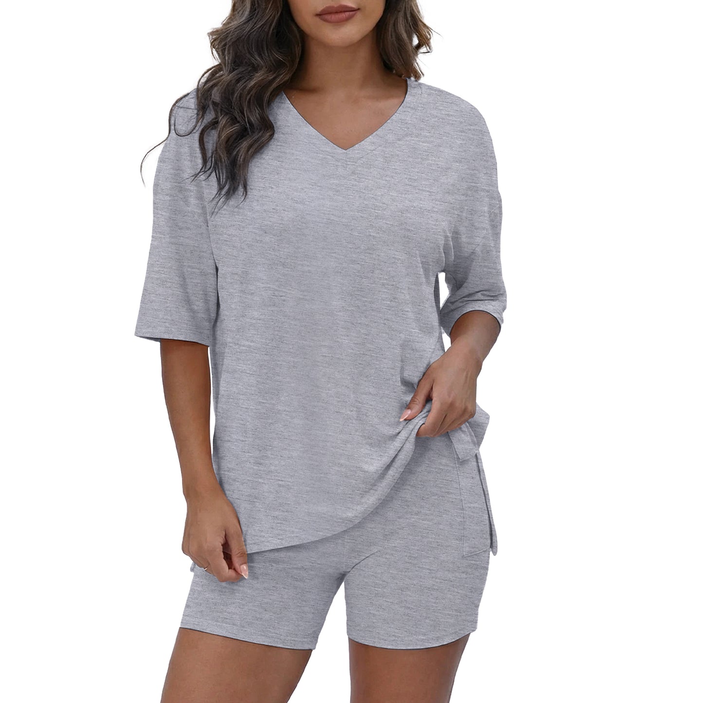Gingprous Women's 2 Piece Summer Lounge Set 2026 Oversized Top & Elastic Waist Shorts Casual Travel Outfit