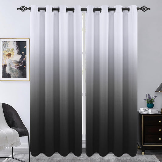 Alishomtll Room Darkening Black Blackout Curtains Grommet Window Drapes for Living Room Bedroom ,2 Panels of 52" W x 84" L