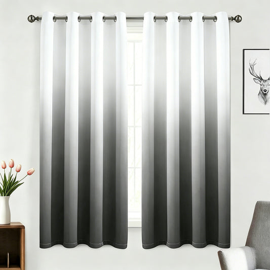 Alishomtll Grey Blackout Curtains Grommet Room Darkening Window Drapes for Living Room Bedroom ,2 Panels of 52" W x 63" L
