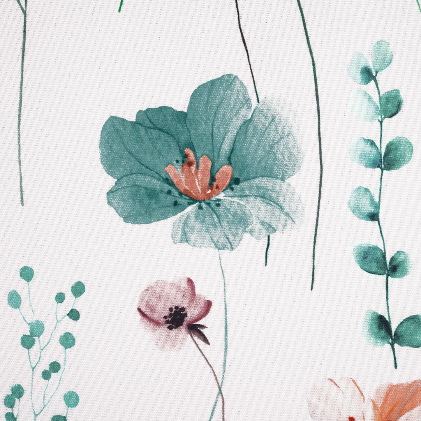 Alishomtll Floral Valance Curtains Kitchen Teal Wildflower Flower Leaf Windows Drapes,52 x 18 inch,Rod Pocket