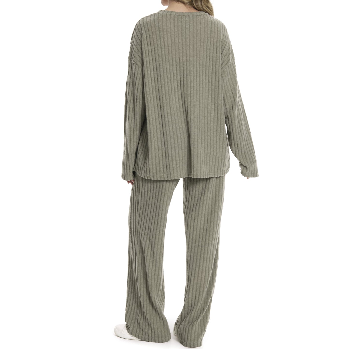 MecTo Two Piece Sets for Women Fall Outfits Fashion Casual Sets Striped Top and Long Pants Lounge Outfits