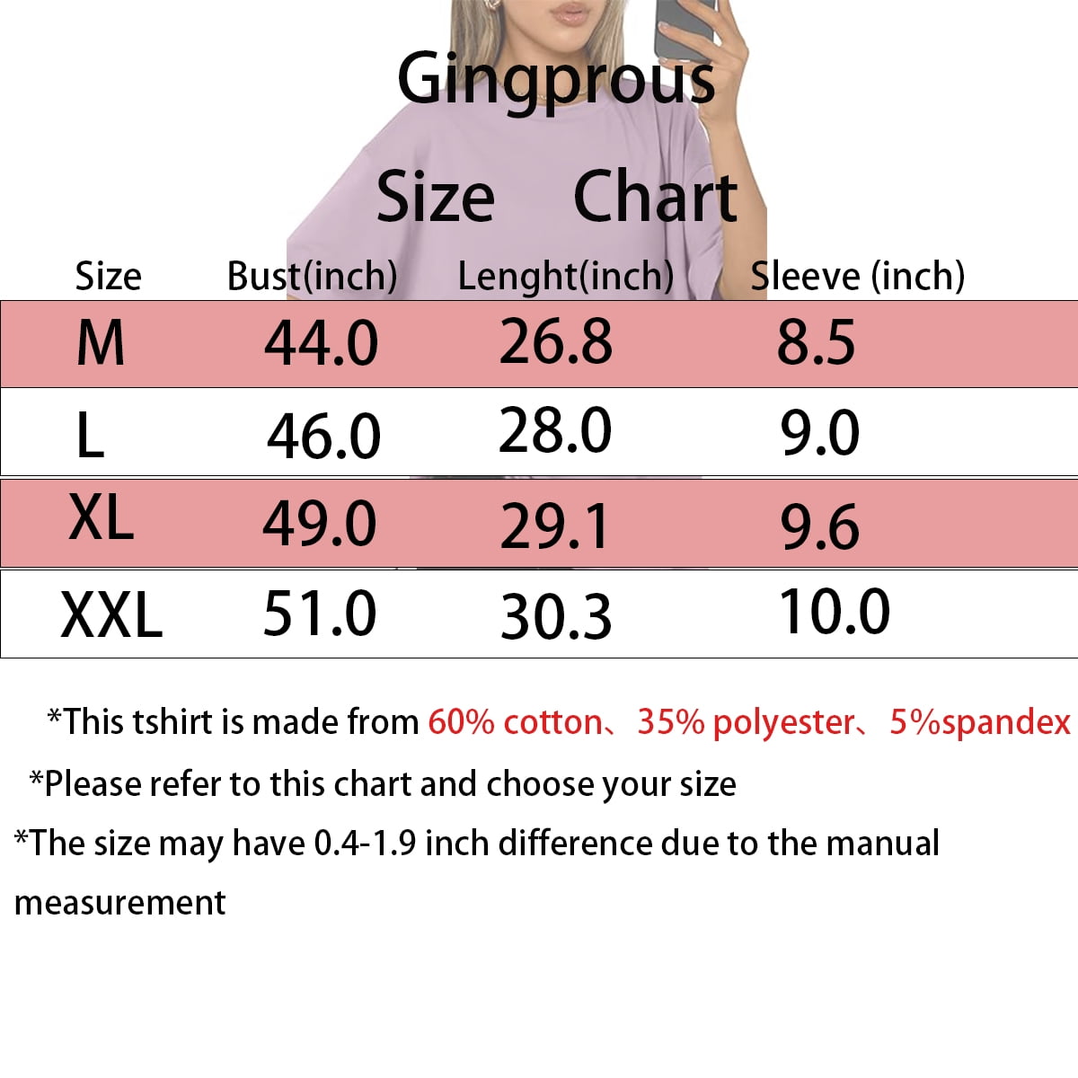 Gingprous Womens Oversized Tshirt Short Sleeve Crew Neck Tee Shirt Casual Workout T Shirt