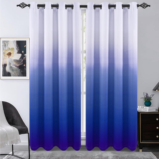 Alishomtll Room Darkening Blue Blackout Curtains Grommet Window Drapes for Living Room Bedroom ,2 Panels of 52" W x 84" L