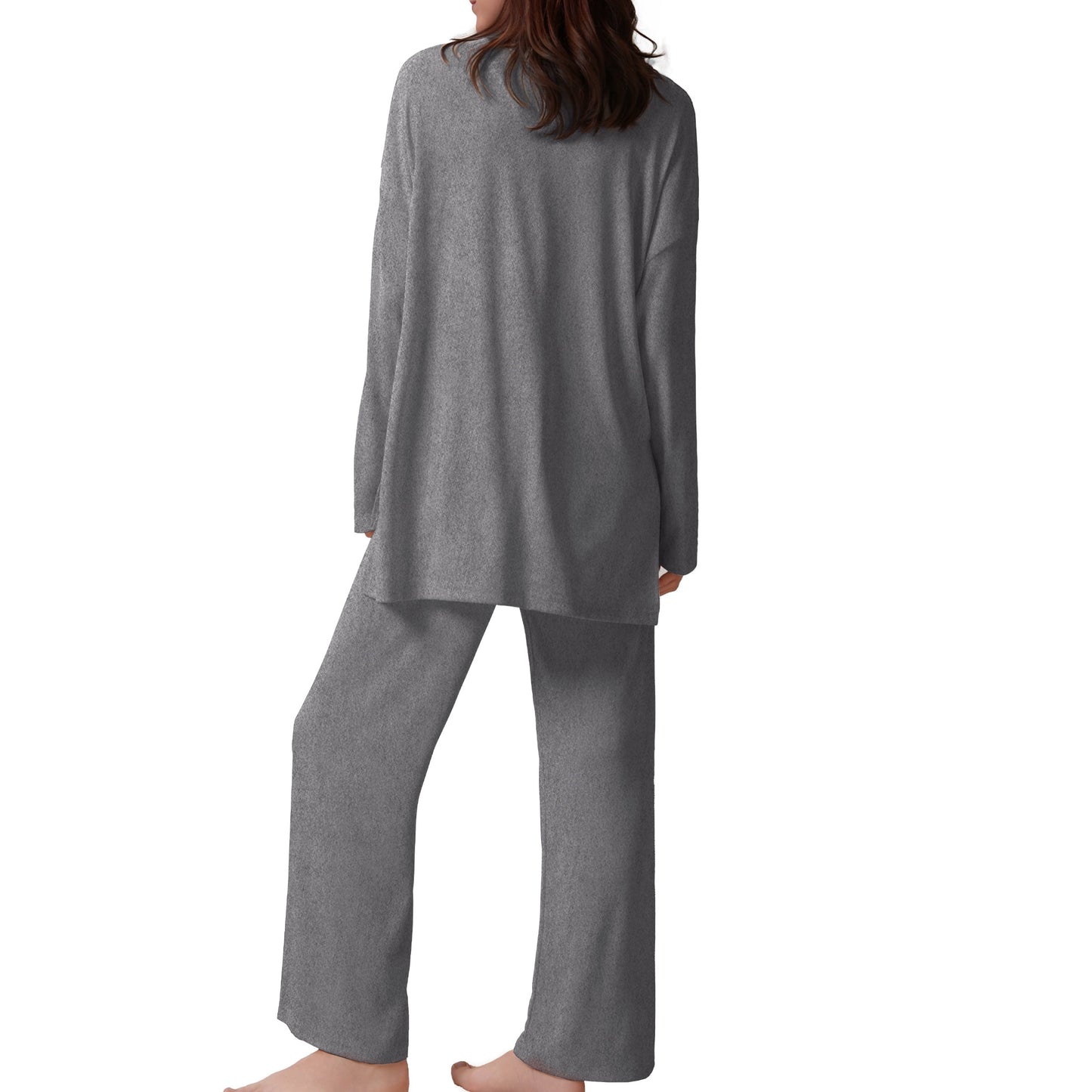 MecTo Women Pajamas Sets Oversize Long Sleeves Top and Long Pants Soft Comfy Two Piece Lounge Sets