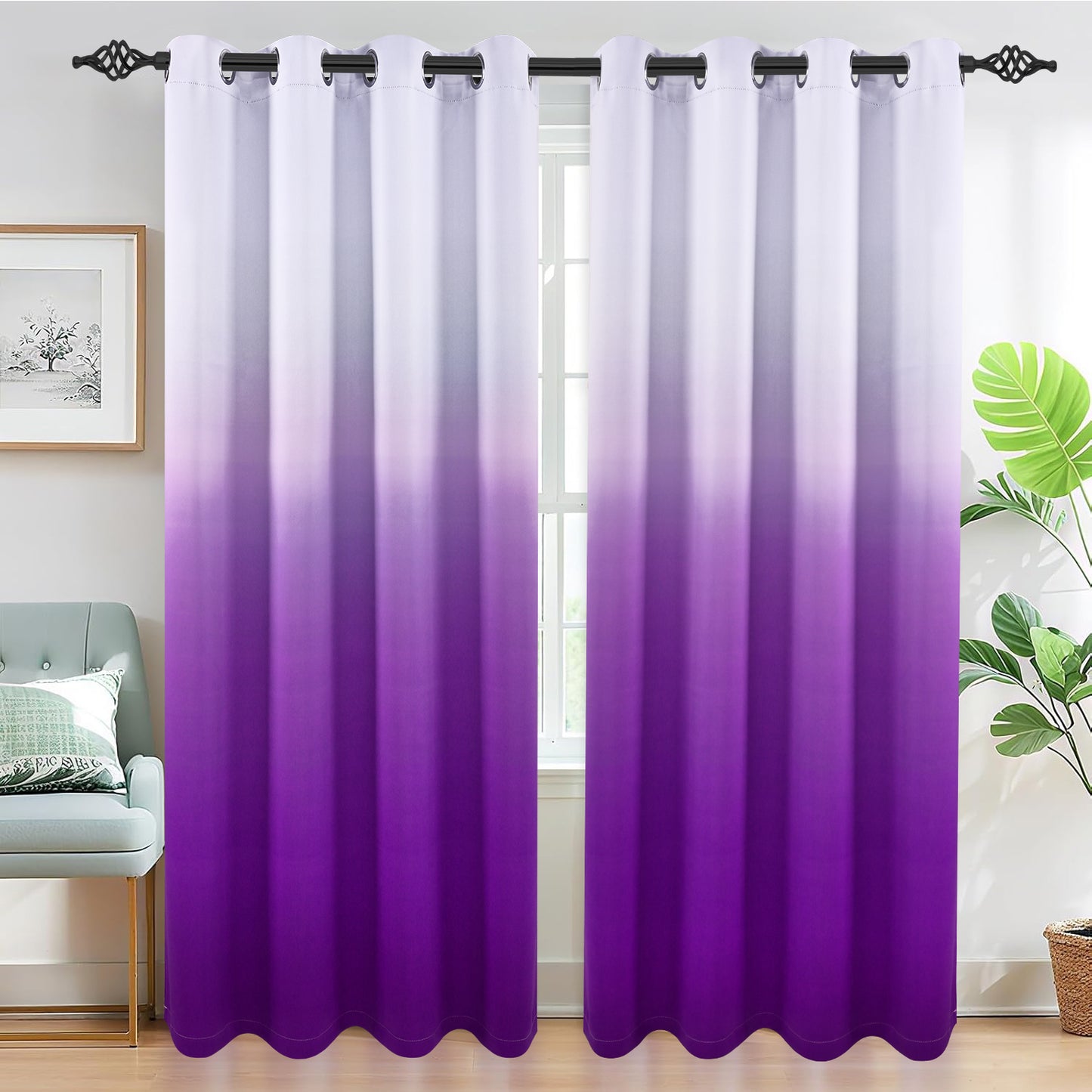 Alishomtll Room Darkening Purple Blackout Curtains Grommet Window Drapes for Living Room Bedroom ,2 Panels