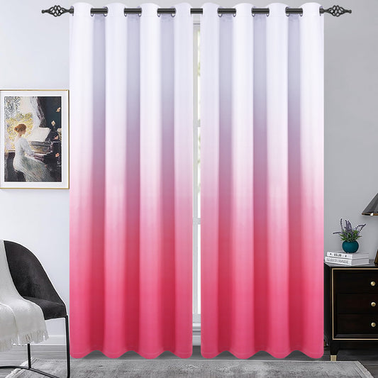 Alishomtll Pink Blackout Curtains Grommet Room Darkening Window Drapes for Living Room Bedroom ,2 Panels of 52" W x 84" L