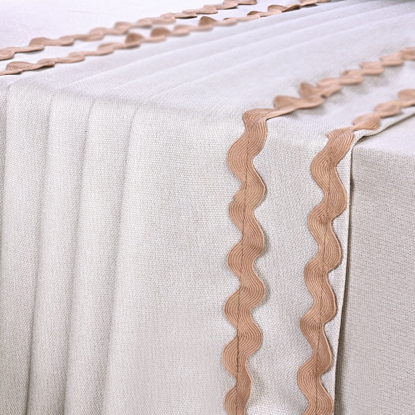 Alishomtll Natural Linen Scalloped Rod Pocket Back Tab Blackout Curtains for Bedroom,Pack of 2,52"x 63"