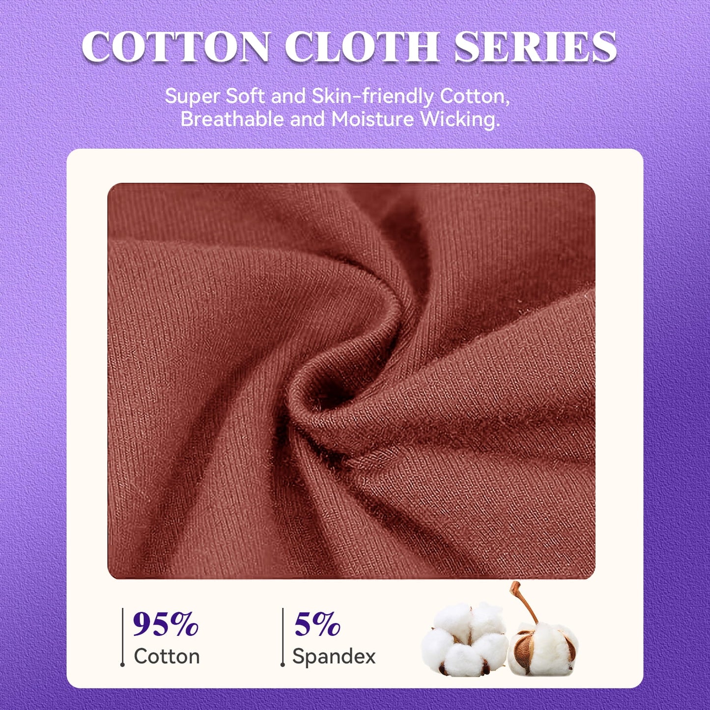 Sunm Boutique Full Coverage Leak-Proof Period Underwear for Women, 5-Pack Bamboo Mid-Rise Menstrual Panties, Quick Absorbing Breathable