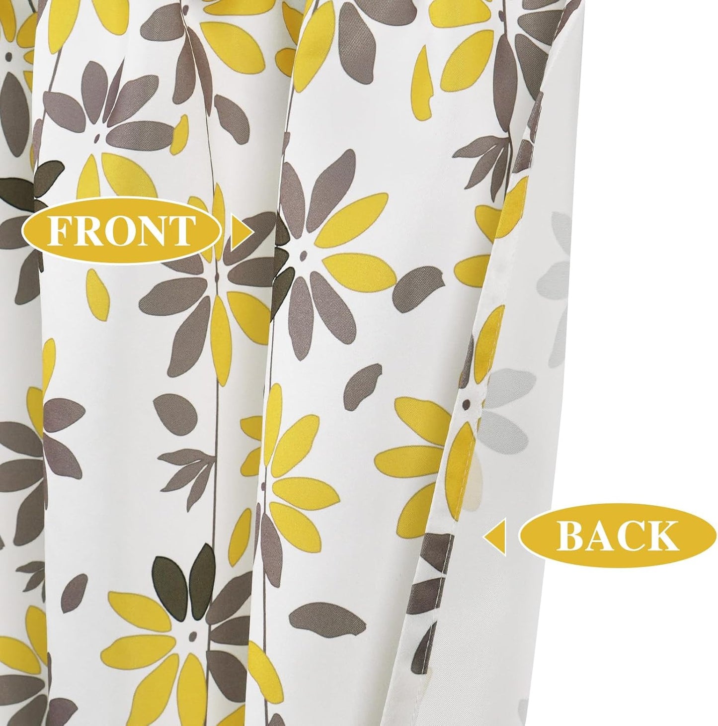Alishomtll Falling Flower Kitchen Curtains Valances Swags for Windows Window Drapes,61" W x 36" L,Rod Pocket,Yellow
