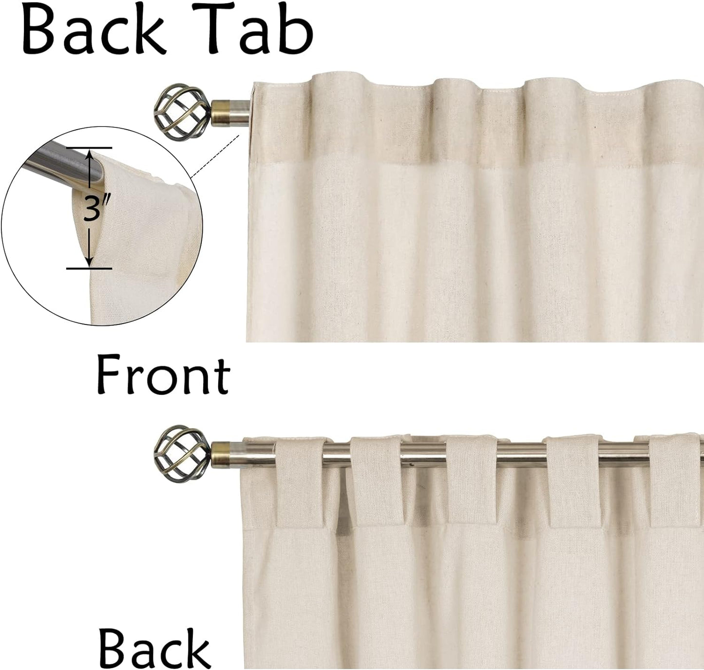 Alishomtll Kitchen Curtains Valances 8 Button Linen Cotton Valances for Windows 18 Inches Long,Rod Pocket