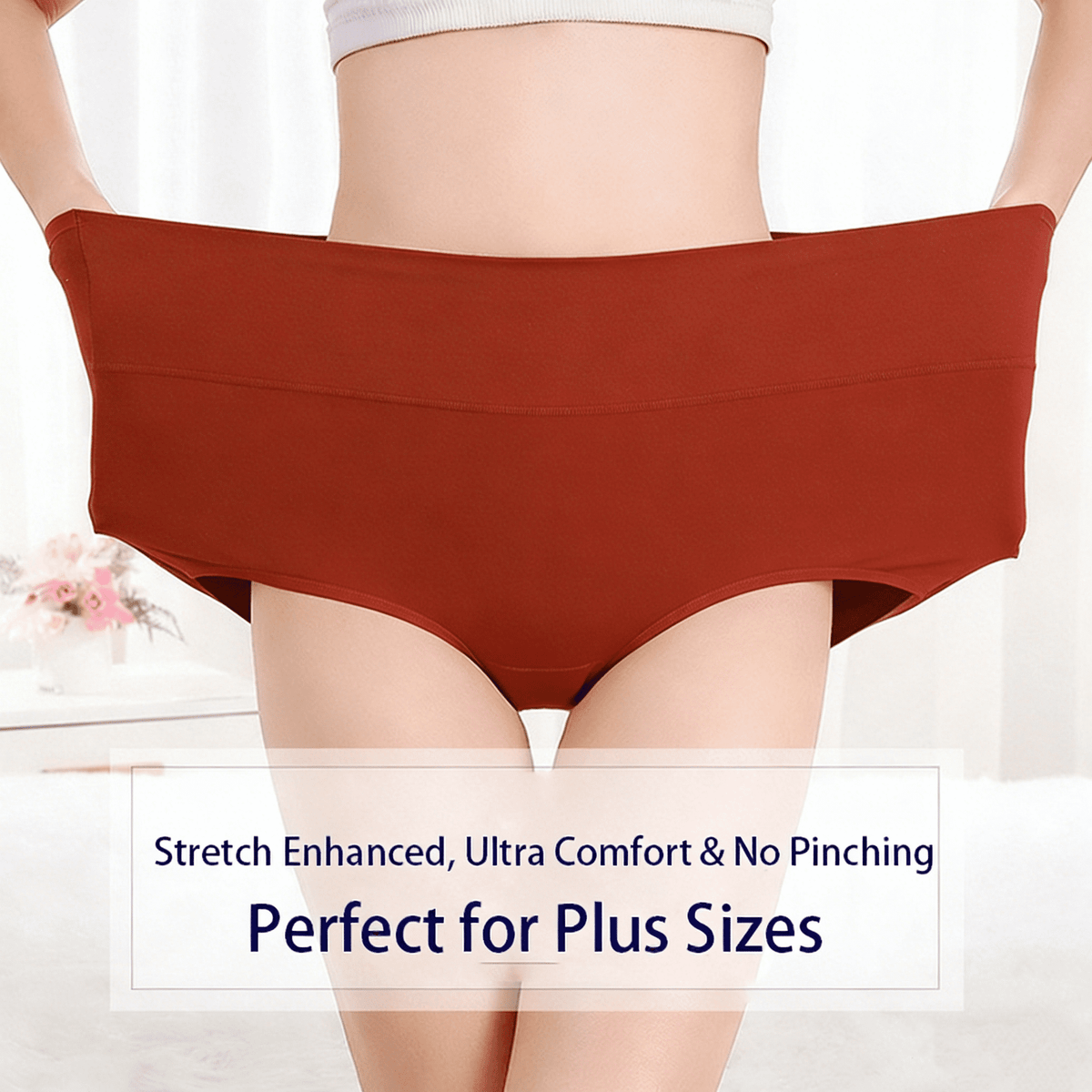 Sunm Boutique Womens Cotton Underwear Plus Size 4 Pack, Tummy Control Panties High Waisted panties Ladies Panties