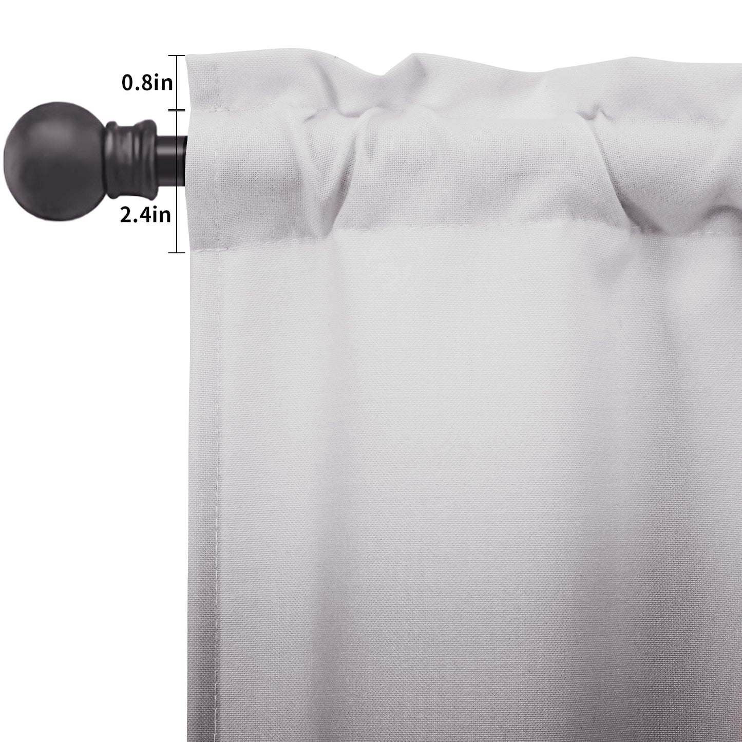 Alishomtll Kitchen Valance Curtains Grey Ombre Living Room Bedroom Windows Drapes ,52 x 18 inch,Rod Pocket