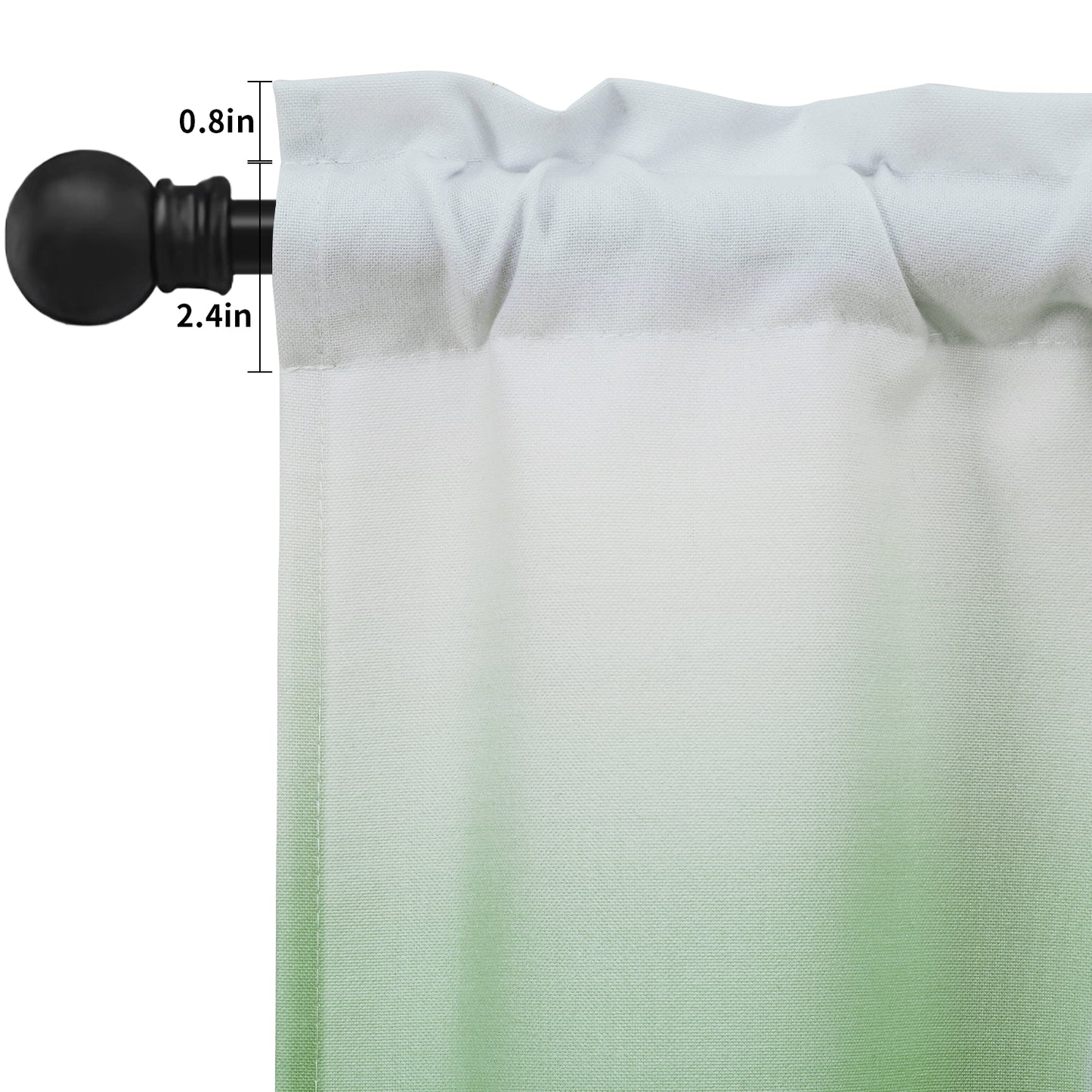 Alishomtll Kitchen Valance Curtains Green Ombre Living Room Bedroom Windows Drapes ,52 x 18 inch,Rod Pocket