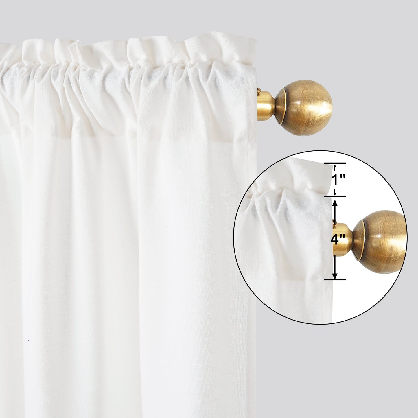 Alishomtll Linen Curtains Farmhouse Boho Button Light Filtering Window Drapes For Living Room Bedroom,Rod Pocket,63"L x 52"W, 2 Panel,Linen White