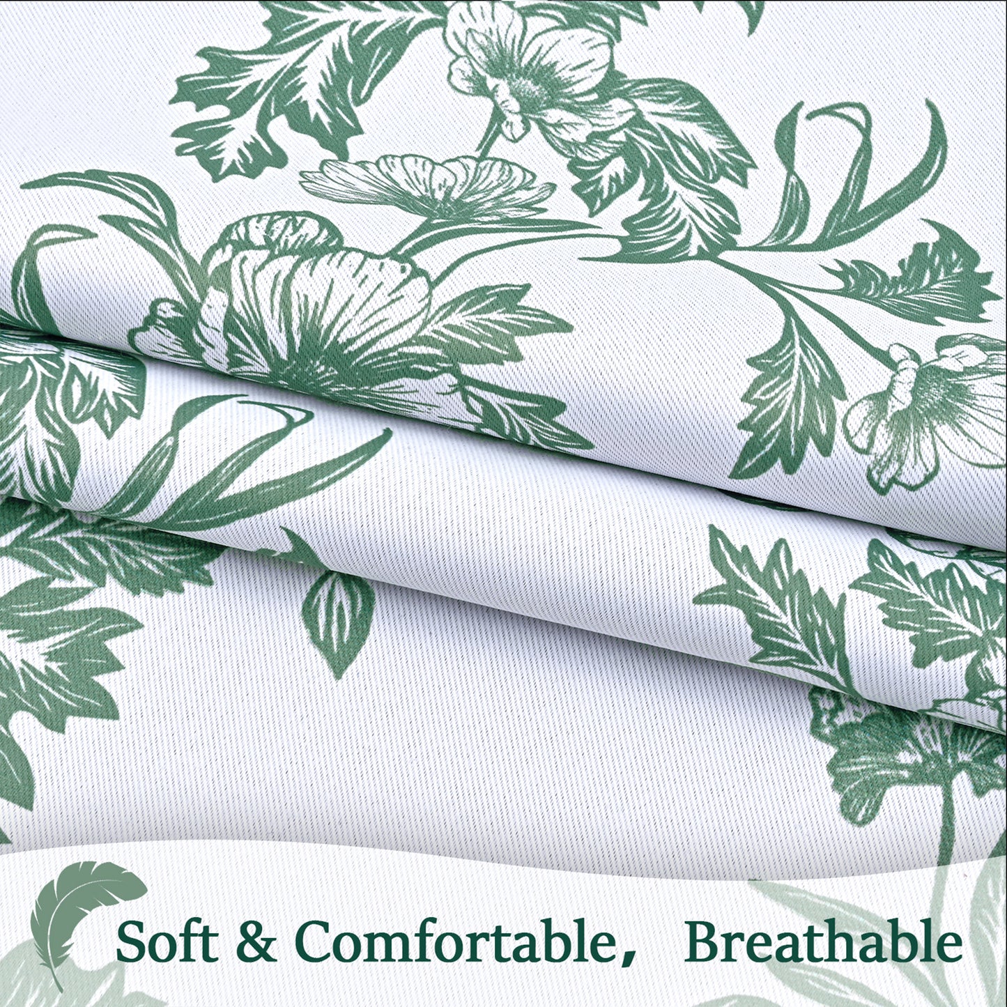 Alishomtll Floral Curtains Blackout Thermal Insulated Room Darkening Window Drapes for Living Room,Sage Green ,52"x84", 2 Panels