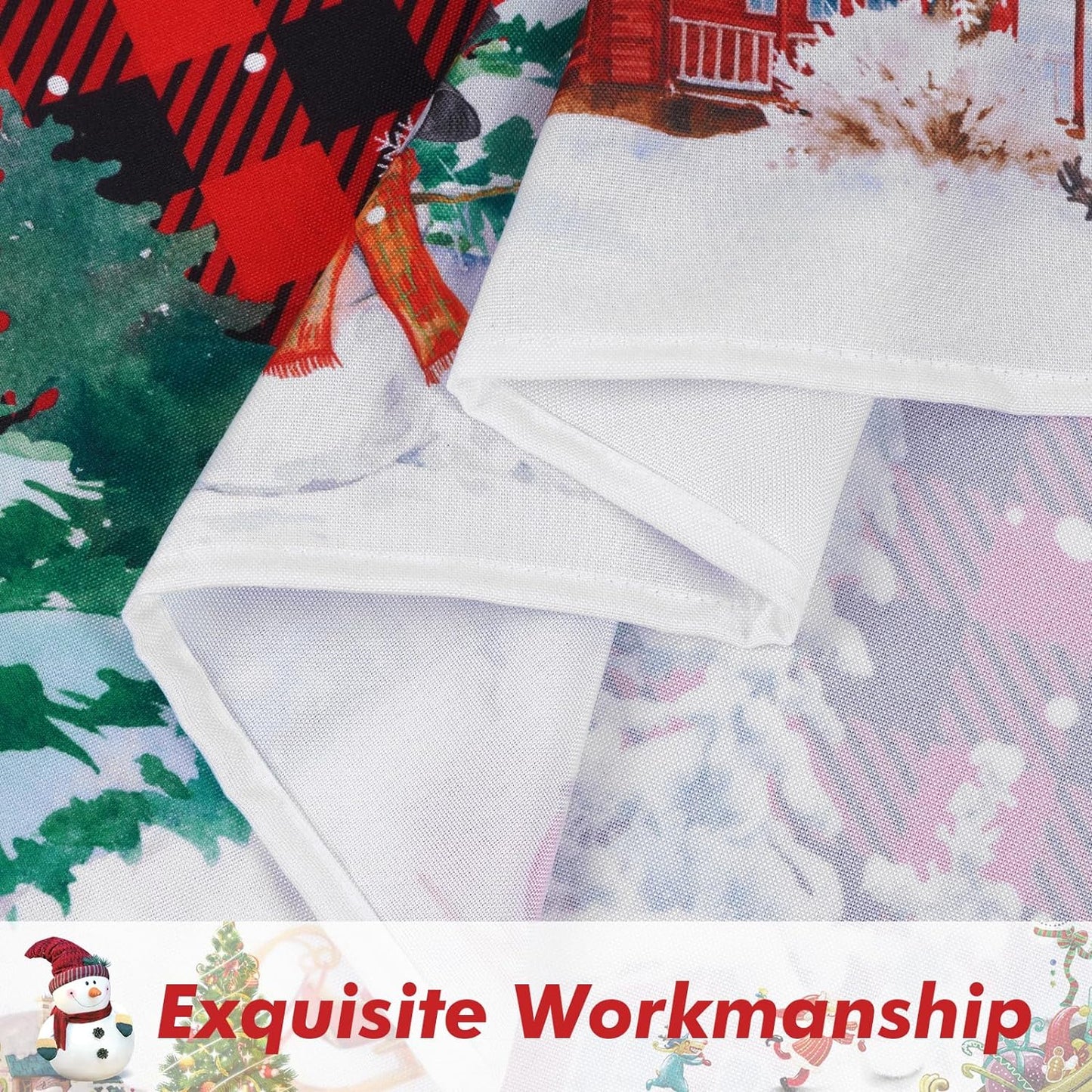 Alishomtll Snowman Christmas Kitchen Curtain Buffalo Plaid Short Curtain Tier for Window  ,Rod Pocket,36 inches long