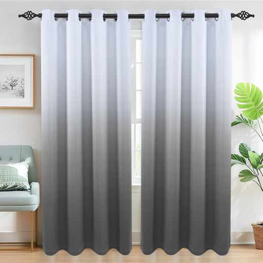 Alishomtll Grey Blackout Curtains Grommet Room Darkening Window Drapes for Living Room Bedroom ,2 Panels of 52" W x 84" L