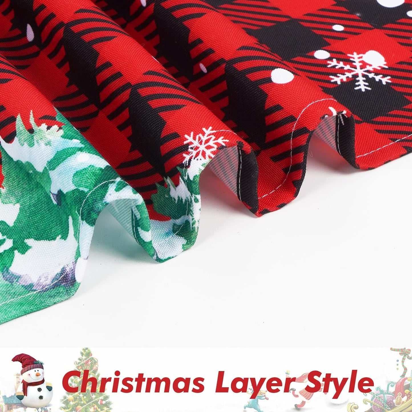 Alishomtll Snowman Christmas Kitchen Curtain Buffalo Plaid Short Curtain Tier for Window  ,Rod Pocket,36 inches long