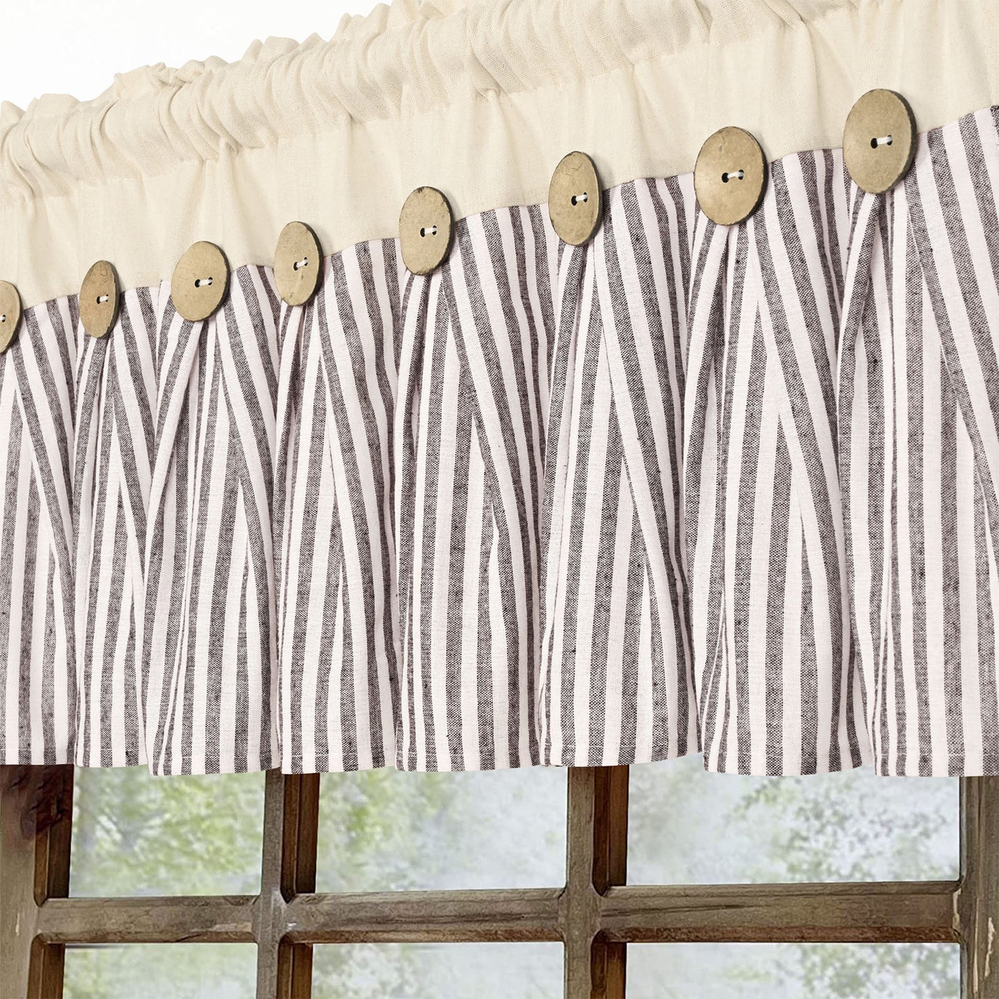 Alishomtll Kitchen Curtains Valances 8 Button Linen Cotton Valances for Windows 18 Inches Long,Rod Pocket