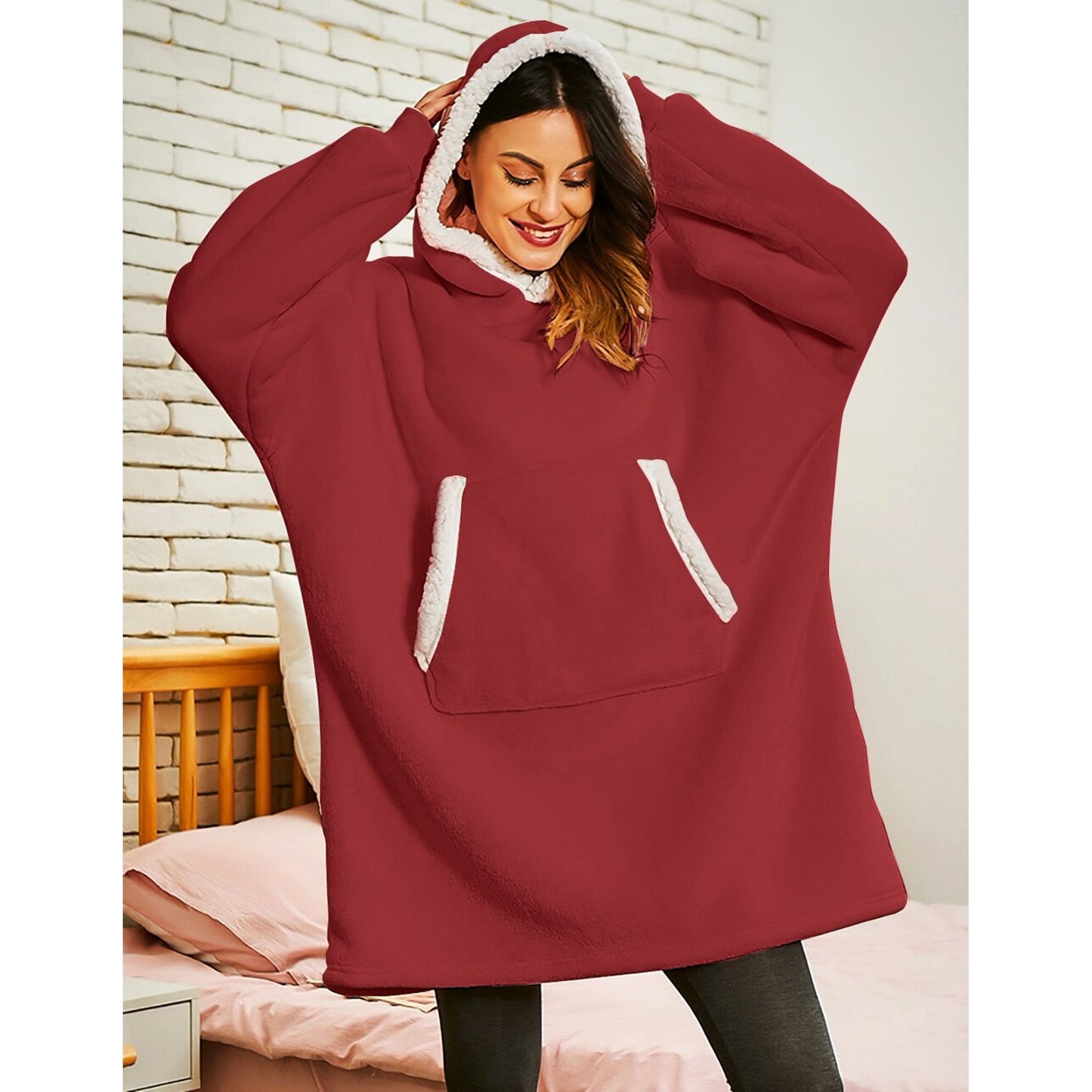 MecTo Christmas Wearable Blanket Hoodie Gift for Mom and Dad, Oversized Sherpa Fleece Blanket Sweatshirt with Sleeves & Pocket