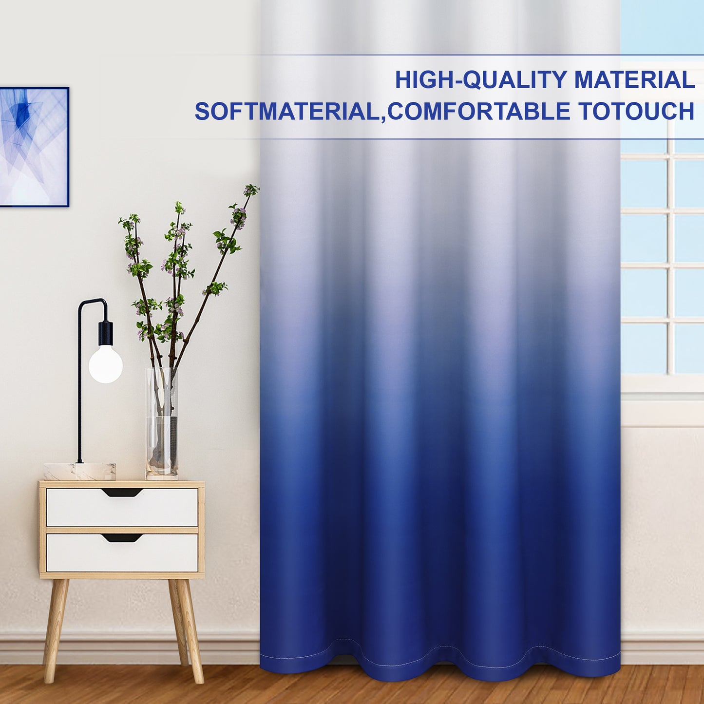 Alishomtll Room Darkening Blue Blackout Curtains Grommet Window Drapes for Living Room Bedroom ,2 Panels of 52" W x 84" L