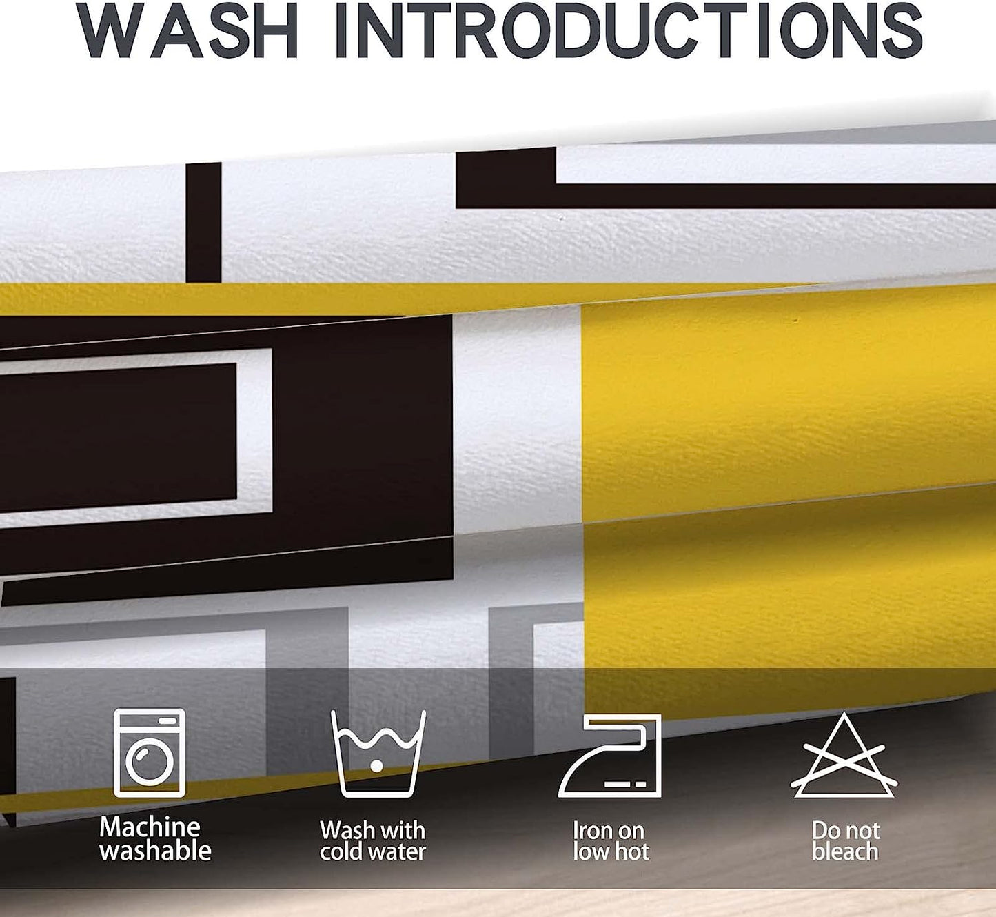 Alishomtll Kitchen Curtains 3 Piece Set for Windows ,36" Tiers Set,Yellow Grey and Black