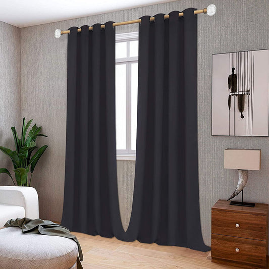 Alishomtll Blackout Curtains 52 x 84 inch Black Set of 2 Panels Thermal Insulated Room Darkening Bedroom Curtains