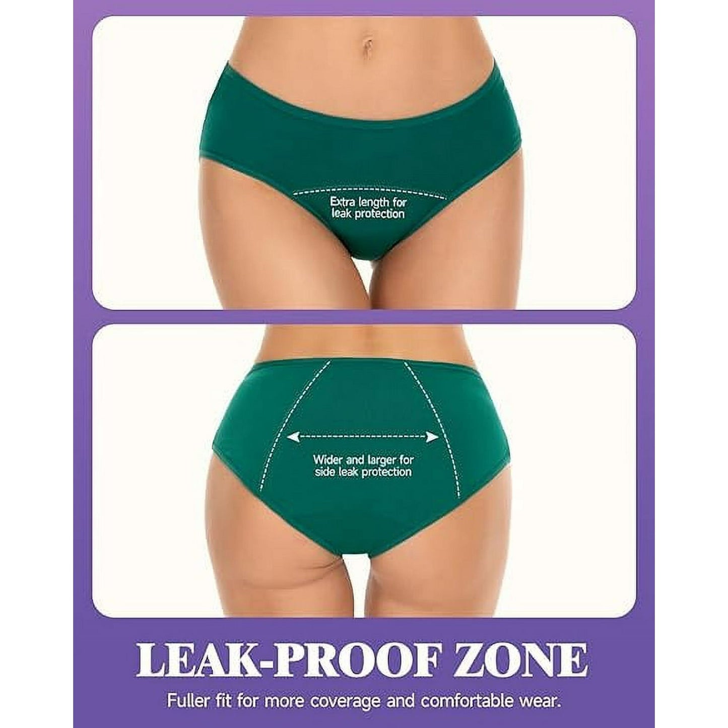 Sunm Boutique Period Underwear for Women Heavy Flow Panties Leak-Proof Panties Protective Briefs Hipster Panty 5 Pack