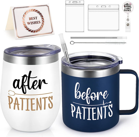 Gingprous Doctor Gifts for Men, Before Patients, After Patients Set, Nurse Graduation Gift, Gifts for Doctors, Assistants, Dentists, Therapist, Nurse Mug & Tumbler, Dentist Gift, 12oz Nurse Week Gift